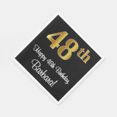 48. Geburtstag ~ Elegante Luxuriöse Imitate Gold L Serviette (Ecke)