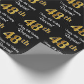 48. Geburtstag: Elegante Luxuriöse Imitate Gold Lo Geschenkpapier (Ecke)