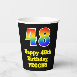 48. Geburtstag: Farbenfroh, Spaß, Spannung, Regenb Pappbecher