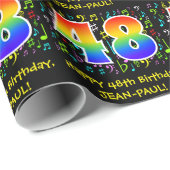 48. Geburtstag: Farbige Musiksymbole, Regenbogen 4 Geschenkpapier (Rolleneckpunkt)