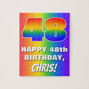 48. Geburtstag: Farbiges, lustiges Regenbogenmuste Puzzle