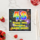 48. Geburtstag: Fun Fireworks Pattern + Rainbow 48 Serviette (Beispiel)