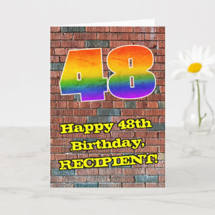 48. Geburtstag: Fun Graffiti-Inspiriert Regenbogen Karte