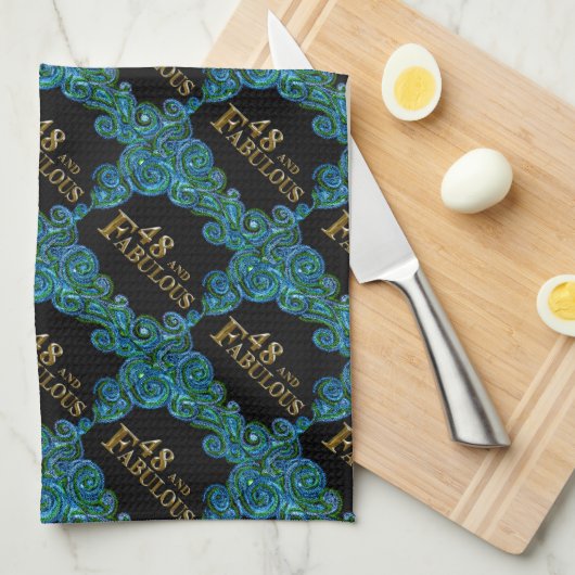 48. Geburtstag Geschirrtuch (Viertel Falte)