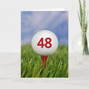 48. Geburtstag Golf Ball auf Red T-Shirt Karte