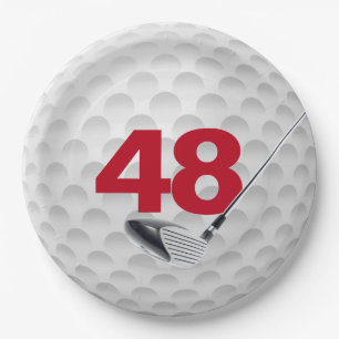 48. Geburtstag Golf Ball Design Paper Plate Pappteller
