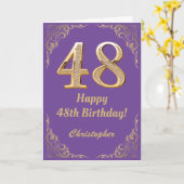 48. Geburtstag Lila und Gold Glitzer Frame Karte (Gelbe Blume)