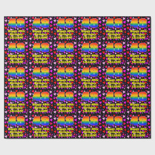 48. Geburtstag: Loving Hearts Pattern, Regenbogen  Geschenkpapier