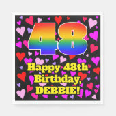 48. Geburtstag: Loving Hearts Pattern, Regenbogen  Serviette (Vorderseite)