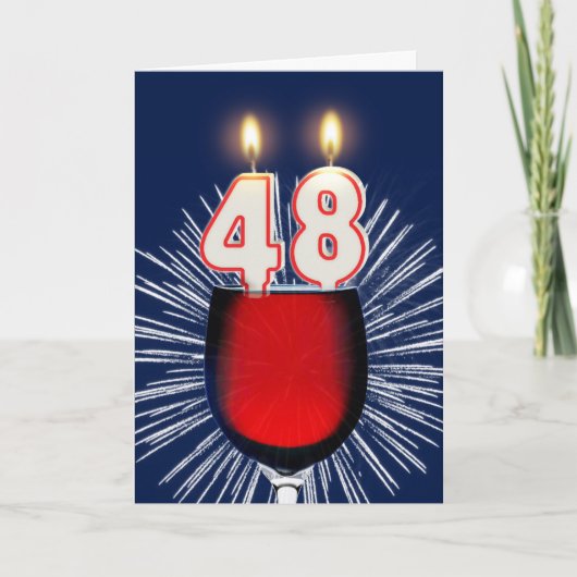 48. Geburtstag mit Wein und Kerzen Karte (Vorderseite)