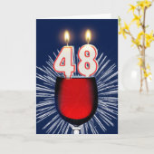 48. Geburtstag mit Wein und Kerzen Karte (Gelbe Blume)