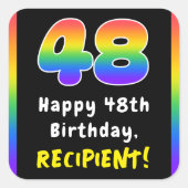 48. Geburtstag: Rainbow Spectrum # 48, Individuell Quadratischer Aufkleber (Vorderseite)