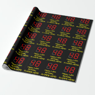 48. Geburtstag: Red Digital Clock Style "48" + Nam Geschenkpapier