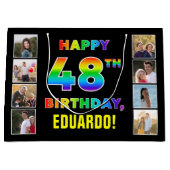 48. Geburtstag: Regenbogentext, benutzerdefinierte Große Geschenktüte (Vorderseite)