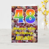 48. Geburtstag; Rustikales Herbst-Blätter; Karte (Gelbe Blume)