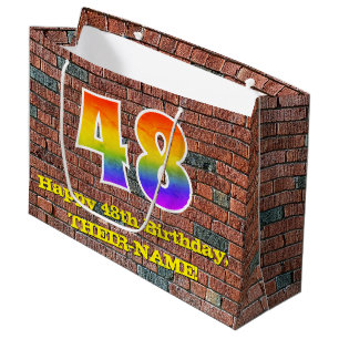 48. Geburtstag: Spaß, Graffiti-Inspiriert Regenbog Große Geschenktüte