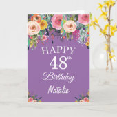 48. Geburtstag Wasserfarben Blume Lila Karte (Gelbe Blume)