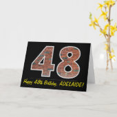 48. Geburtstag - Ziegelmauermuster "48" mit Name Karte (Gelbe Blume)