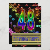 48. Geburtstags-Party Einladung mit Blasen (Vorne/Hinten)