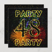 48. Geburtstagsfeier Einladung mit Feuerwerk (Vorne/Hinten)