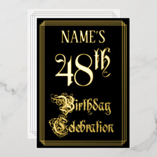 48. Geburtstagsfeier — Fancy Schrift & Benutzerdef Folieneinladung