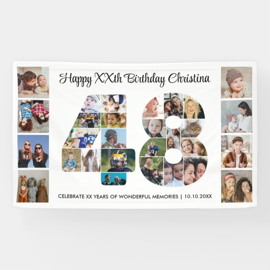 48. Geburtstagsfeier Nummer 48 Fotocollage Banner (Horizontal)