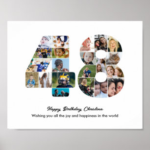 48. Geburtstagsfeier Nummer 48 Fotocollage Poster