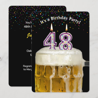 48. Geburtstagskandle-Party Einladung