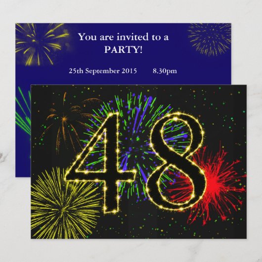48. Geburtstagsparty Einladung (Vorne/Hinten)