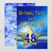 48. Geburtstagsparty Einladung für einen Superstar (Vorne/Hinten)