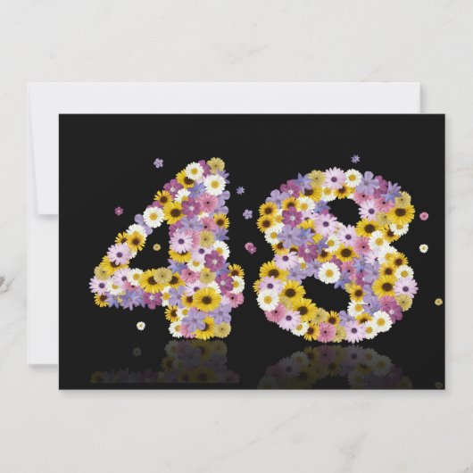 48. Geburtstagsparty mit Blumenbriefen Einladung (Vorderseite)