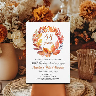 48. Hochzeitstag Herbst Blumengarland Einladung