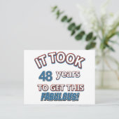 48. Jahr Geburtstagsdesigns Postkarte (Stehend Vorderseite)