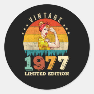 48 Jahre alte Bday 1977 Vintage 48. Geburtstag Fra Runder Aufkleber
