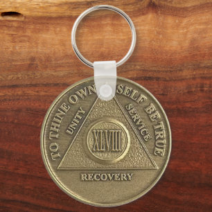 48 Jahre INDIVIDUELLE NAME Sober Medallion Schlüsselanhänger