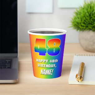 48th Birthday: Colorful, Fun Rainbow Pattern # 48 Pappbecher