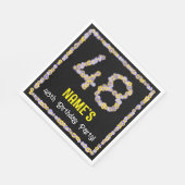 48th Birthday: Floral Flowers Number, Custom Name Serviette (Ecke)