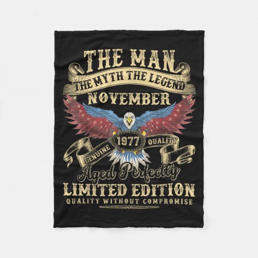 48th Birthday November 1977 Men Funny 48 Years Old Fleecedecke (Vorderseite)