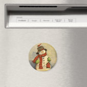 4905 Snowman & Birdhouse Weihnachten Magnet (In Situ (Geschirrspüler))
