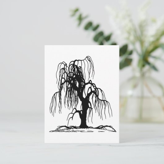 4920 BEÄNGSTIGEND WEEPING WILLOW TREE BLACK SILHOU POSTKARTE (Stehend Vorderseite)