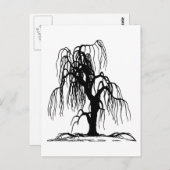 4920 BEÄNGSTIGEND WEEPING WILLOW TREE BLACK SILHOU POSTKARTE (Vorne/Hinten)