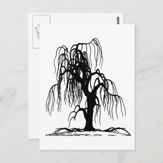 4920 BEÄNGSTIGEND WEEPING WILLOW TREE BLACK SILHOU POSTKARTE (Vorne/Hinten)