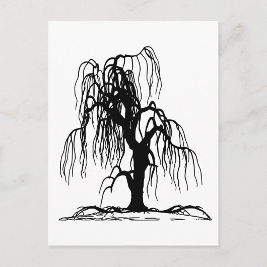 4920 BEÄNGSTIGEND WEEPING WILLOW TREE BLACK SILHOU POSTKARTE (Vorderseite)