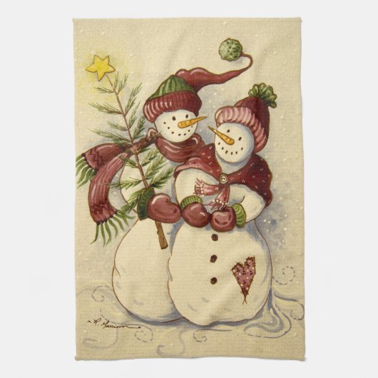 4924 Schneemänner Weihnachten Geschirrtuch (Vertikal)