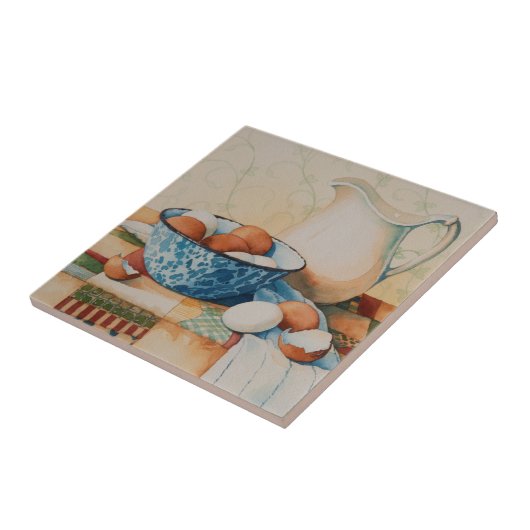 4925 Eier in der Enamelware-Schüssel mit Krug Fliese (Seite)