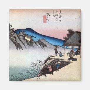 49. 坂 宿, 広 重 Sakashita-juku, Hiroshige, Ukiyo-e Magnet