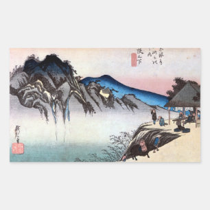 49. 坂 宿, 広 重 Sakashita-juku, Hiroshige, Ukiyo-e Rechteckiger Aufkleber