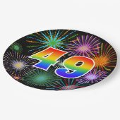 49. Event - Spaß, farbenfroh, kühl, Regenbogen 49 Pappteller (Schrägansicht)