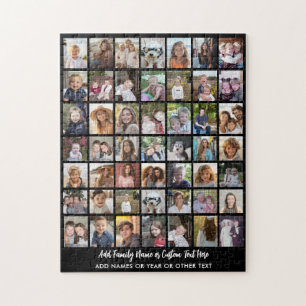 49-Foto-Collage-Raster mit Text - schwarz Puzzle