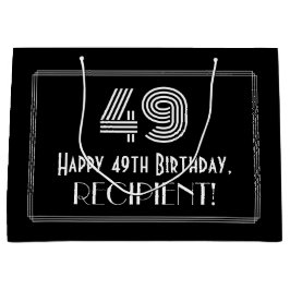49. Geburtstag — Art Deco Inspiriert Aussehen "49" Große Geschenktüte